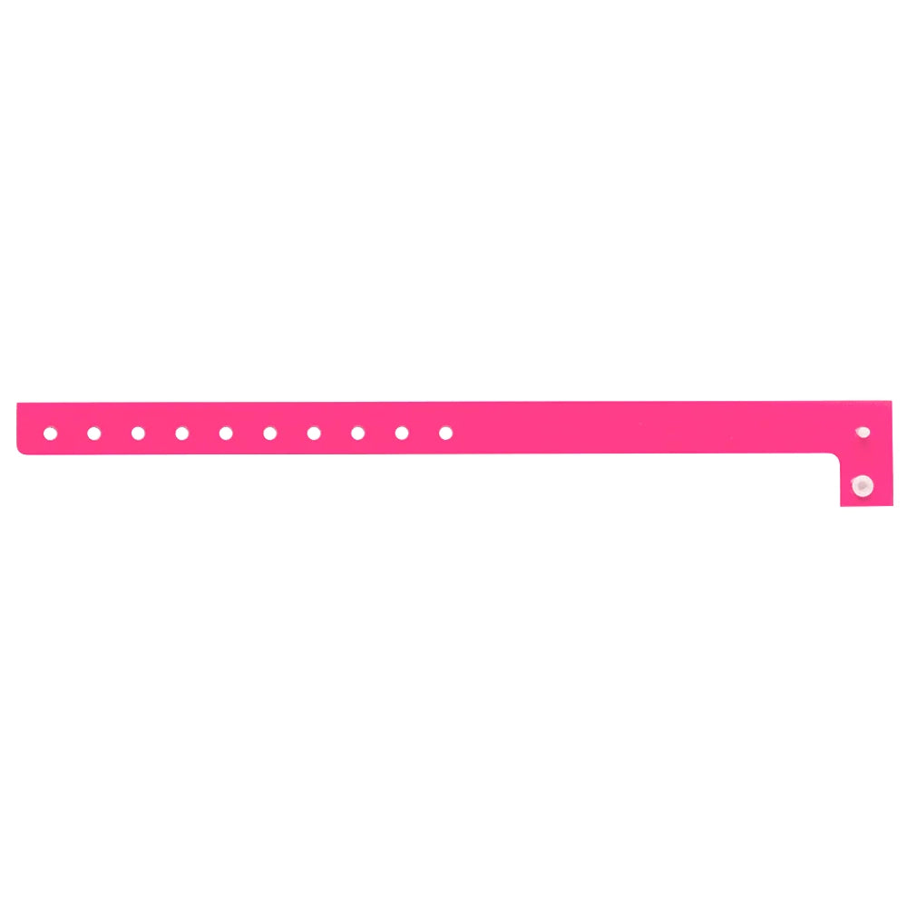 Plastic regular wristband in neon pink - flat version shown 