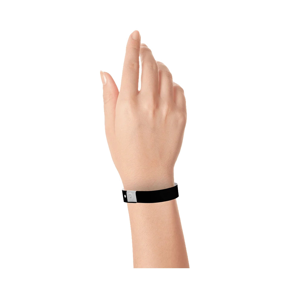 Wrist wearing plastic regular wristband in black