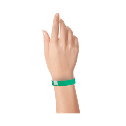 Wrist wearing plastic regular wristband in pantone green 