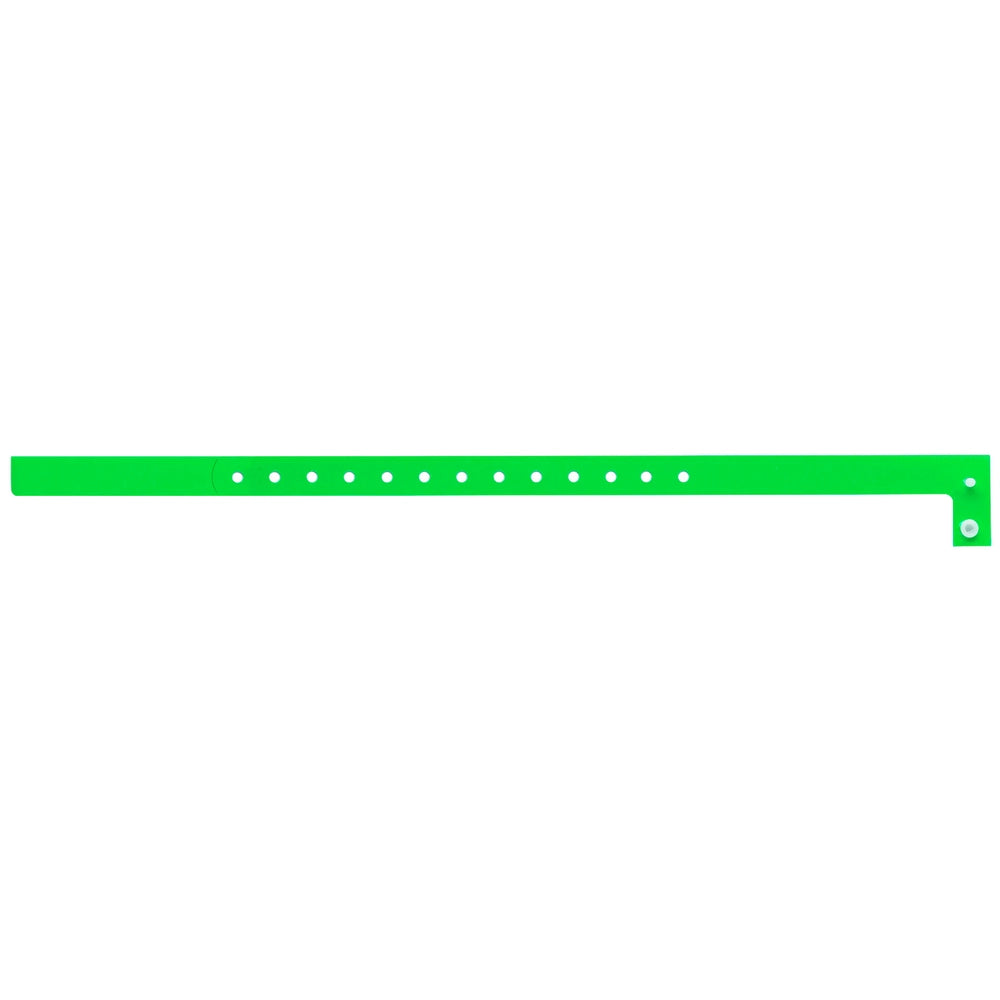 Plastic slim wristband in neon green - flat version shown 