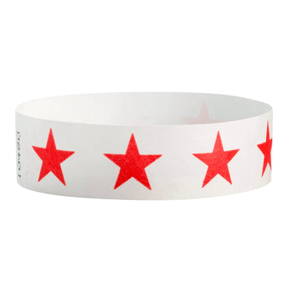 White Wristband with red stars across the band - shown in round 