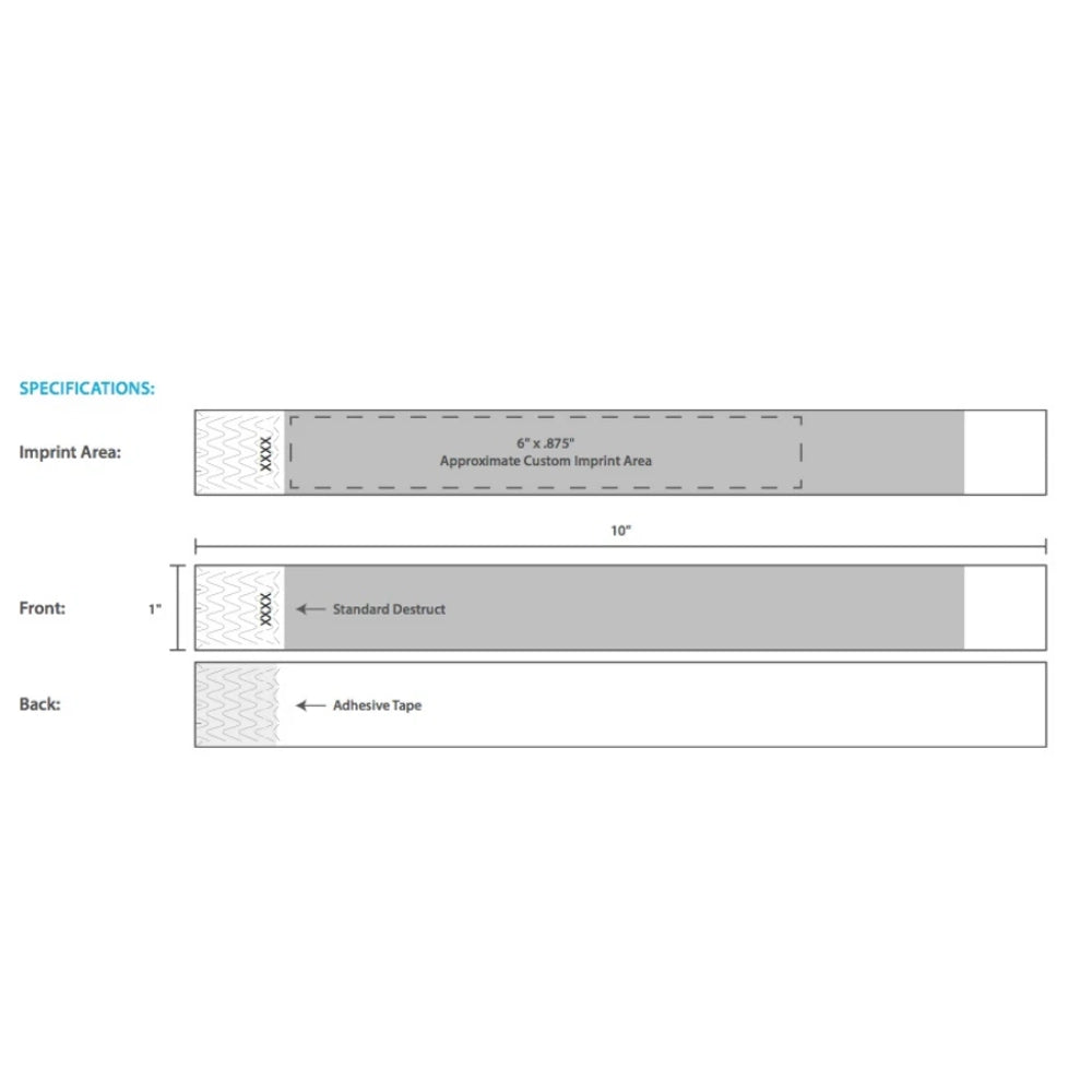 Artwork template for tyvek 1" solid custom wristband 