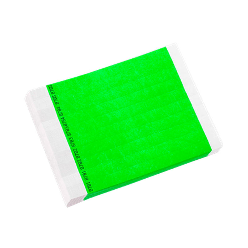 tyvek 3/4" solid wristband duplicate numbers in neon green