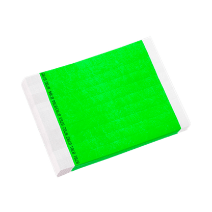 tyvek 3/4" solid wristband duplicate numbers in neon green