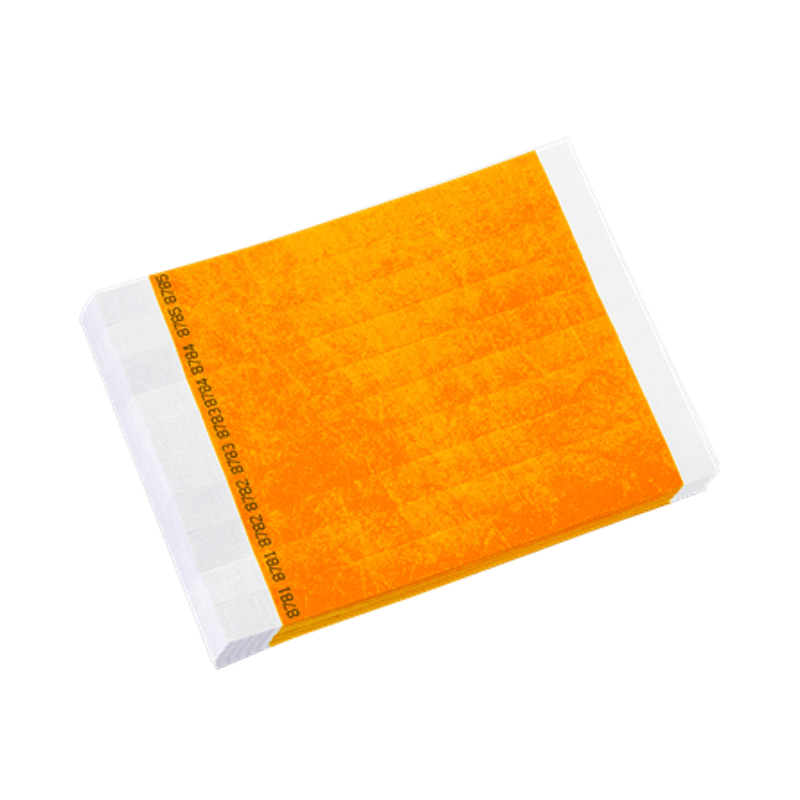 tyvek 3/4" solid wristband duplicate numbers in neon orange