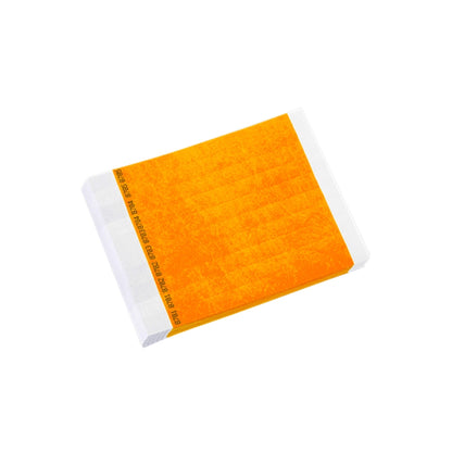 duplicate number sets in neon orange tyvek 3/4" wristbands - shown in sheets of 10 