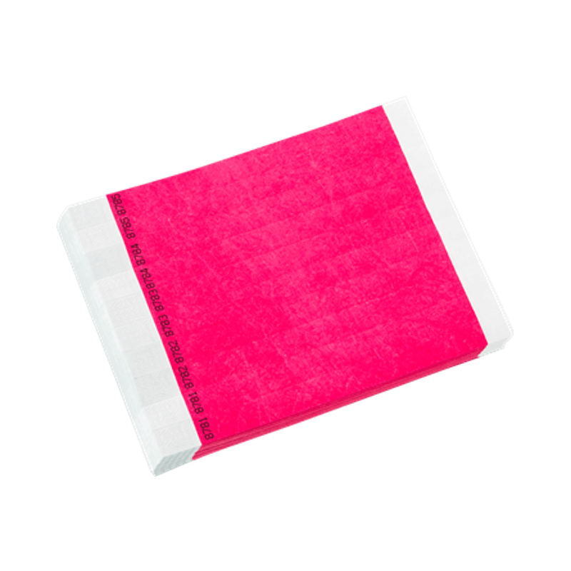 tyvek 3/4" solid wristband duplicate numbers in neon pink
