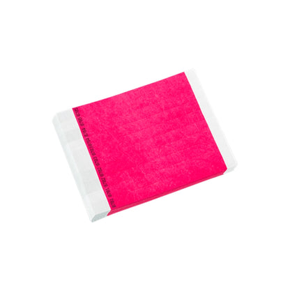 duplicate number sets in neon pink tyvek 3/4" wristbands - shown in sheets of 10 