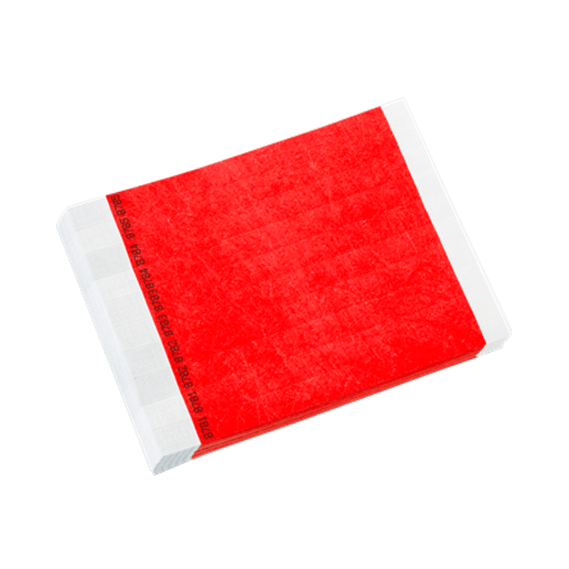 tyvek 3/4" solid wristband duplicate numbers in neon red