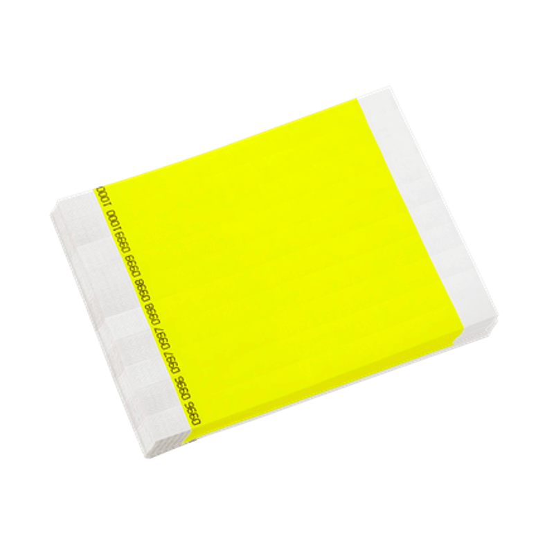 tyvek 3/4" solid wristband duplicate numbers in neon yellow