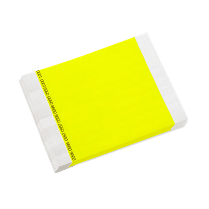 tyvek 3/4" solid wristband duplicate numbers in neon yellow