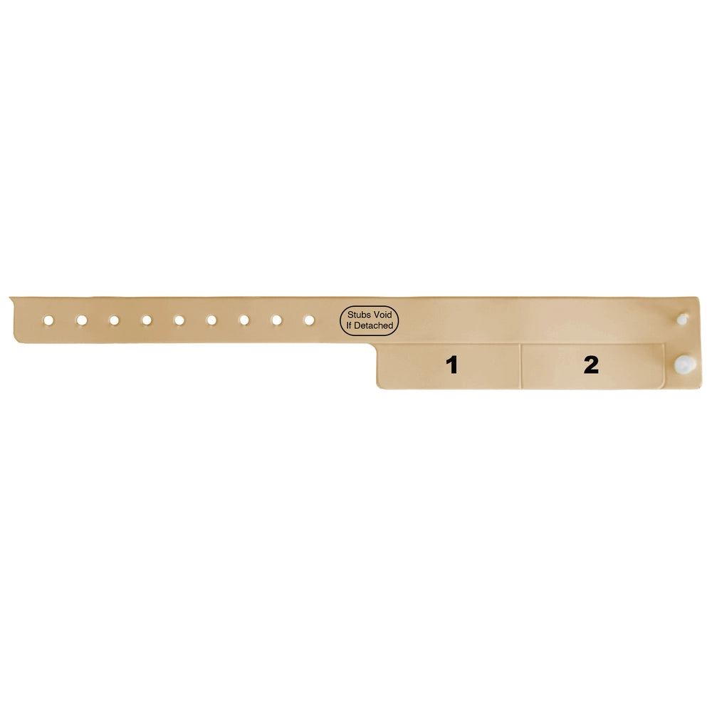 vinyl wristband with 2 tab in gold - flat version shown 