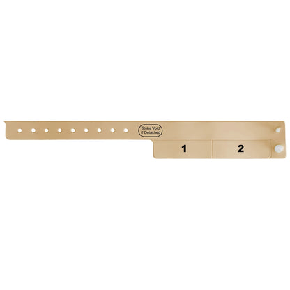vinyl wristband with 2 tab in gold - flat version shown 