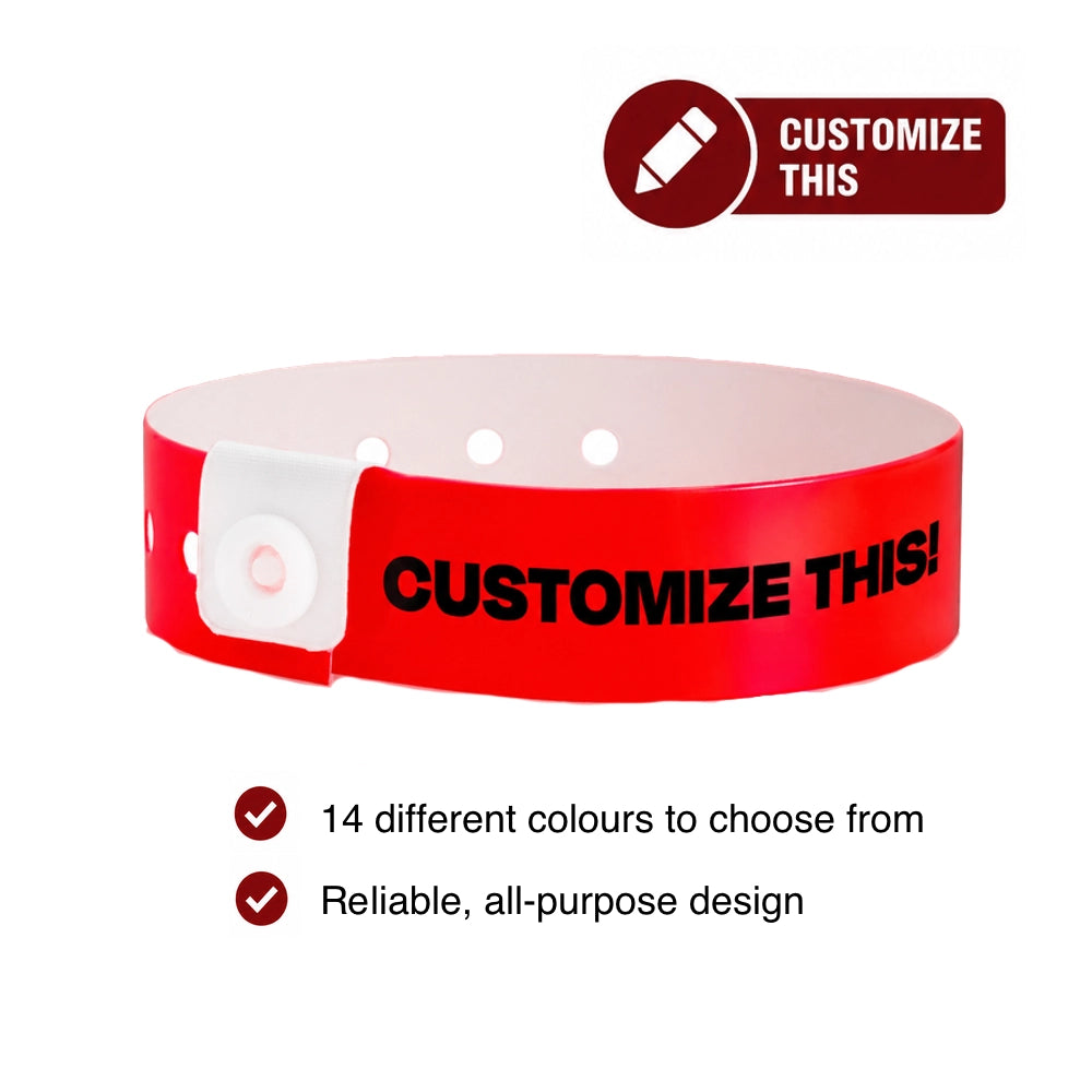 Red wristband with 'Customize This!' text on a white background - cover 