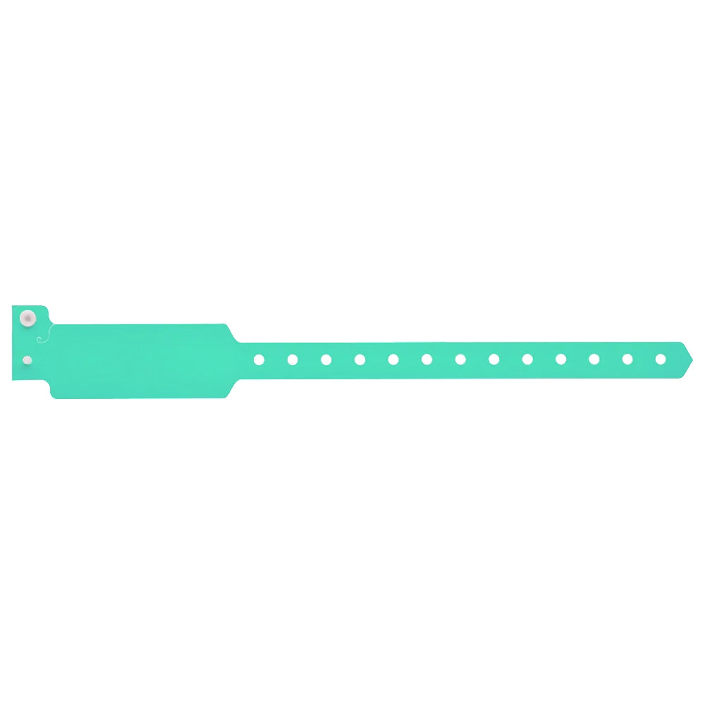 Plastic wide face wristband in aqua - flat version shown 