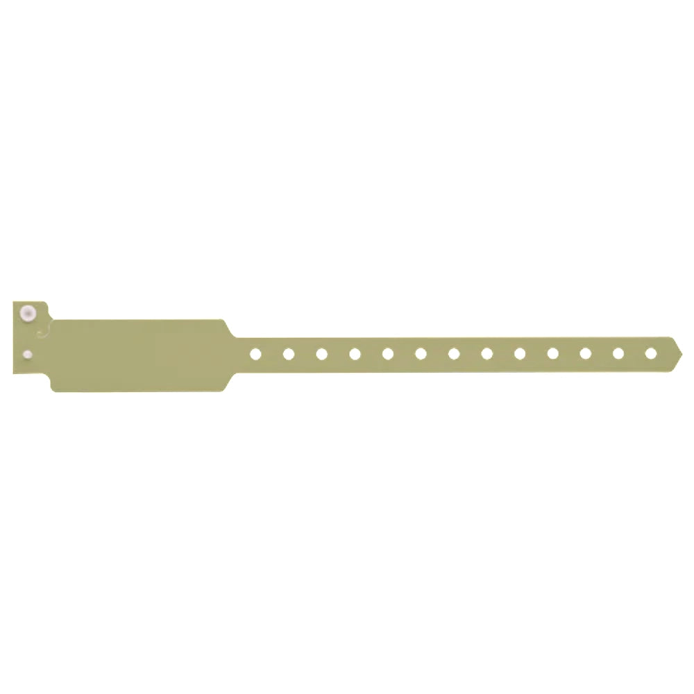 Plastic wide face wristband in gold - flat version shown 