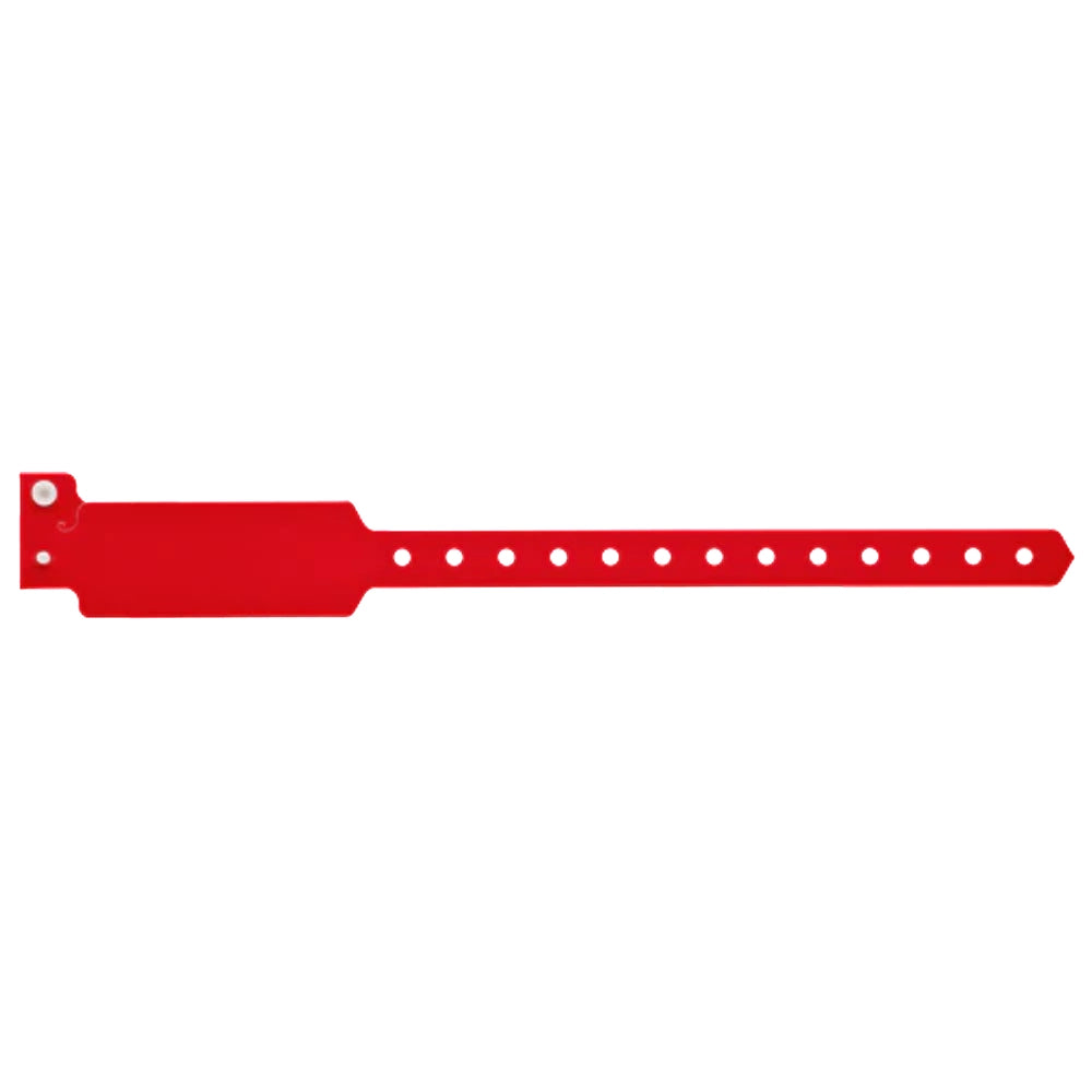 Plastic wide face wristband in neon red - flat version shown 