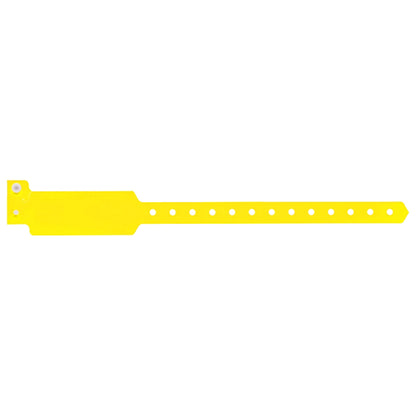 Plastic wide face wristband in pantone yellow - flat version shown 