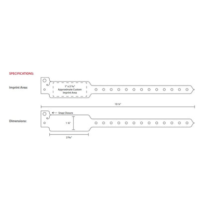 custom template for vinyl wide face wristband showing where to customize