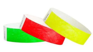 Tyvek 3/4" Wristbands - Solid Colours - pks 100