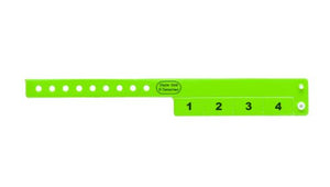Vinyl Wristbands - 4 Tab Neon Green