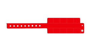 Vinyl Wristbands - 10 Tab Neon Red