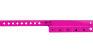 Vinyl Wristbands - 5 Tab Neon Pink