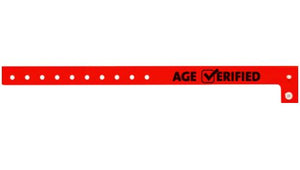 Plastic Wristbands - Age Verified √  Neon Red