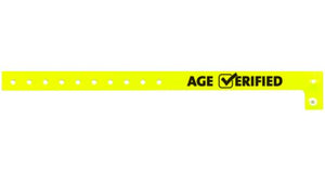 Plastic Wristbands - Age Verified √  Neon Yellow