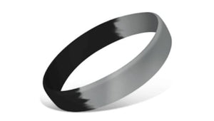 Segmented Silicone Wristbands - Black/Metallic Silver