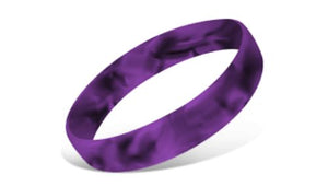 Swirled Silicone Wristbands - Black/Purple