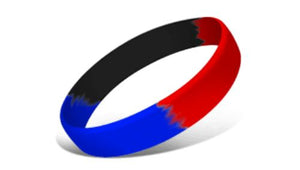 Segmented Silicone Wristbands - Black/Red/Blue