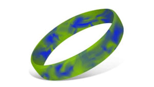 Swirled Silicone Wristbands - Swirled Silicone Wristbands - Blue/Lime