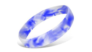 Swirled Silicone Wristbands - Blue/White