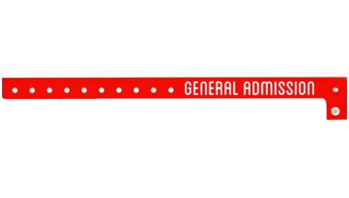 Plastic Wristbands - General Admission Neon Red