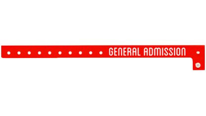 Plastic Wristbands - General Admission Neon Red