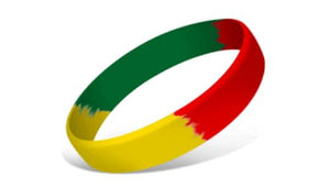 Segmented Silicone Wristbands - Green/Red/Yellow