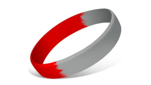 Segmented Silicone Wristbands - Grey/Red