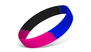 Segmented Silicone Wristbands - Hot Pink/Black/Blue