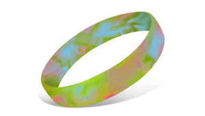 Swirled Silicone Wristbands - Hot Pink/Lt.Blue/Lime