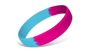 Segmented Silicone Wristbands - Hot Pink/Lt.Blue