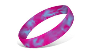 Swirled Silicone Wristbands - Hot Pink/Lt.Blue