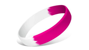 Segmented Silicone Wristbands - Hot Pink/White