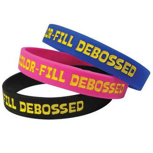 Debossed Ink Filled Silicone Wristbands