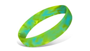 Swirled Silicone Wristbands - Lime/Yellow/Lt.Blue