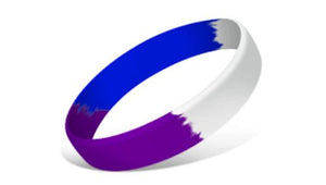 Segmented Silicone Wristbands - Purple/Blue/White