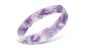 Swirled Silicone Wristbands - Purple/White
