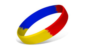 Segmented Silicone Wristbands - Red/Blue/Yellow