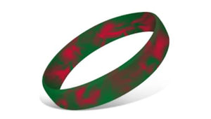 Swirled Silicone Wristbands - Red/Green