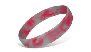 Swirled Silicone Wristbands - Red/Grey